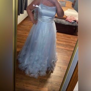 blue flower prom dress